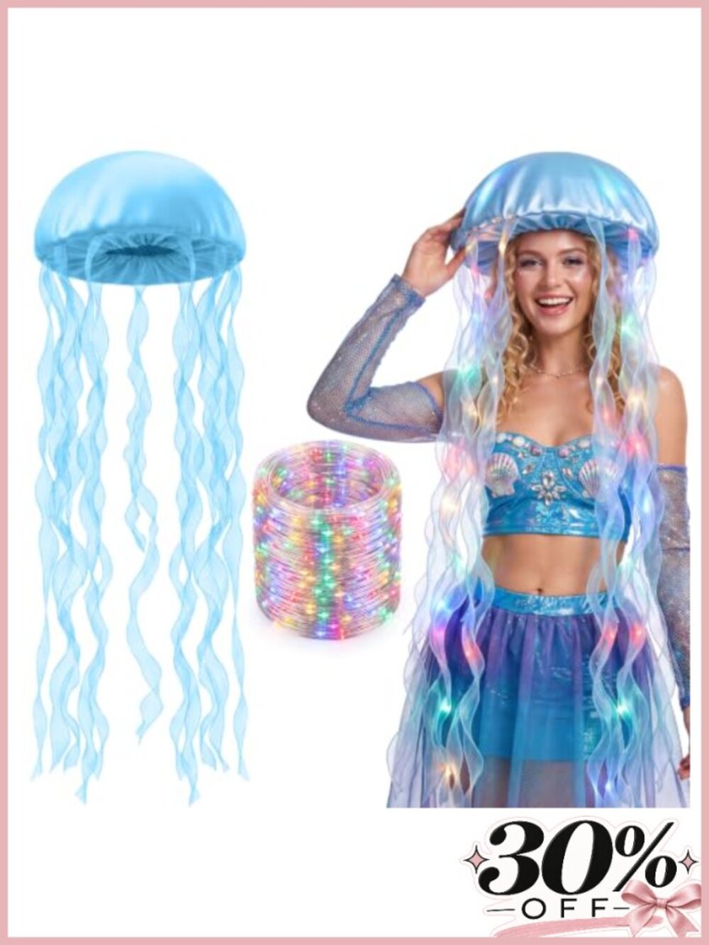 LED Jellyfish Hat Costume, Ocean Animal Cosplay